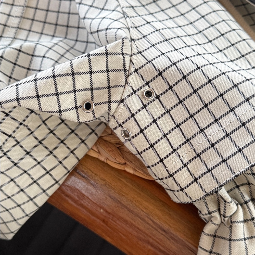 Proenza Schouler Black and Ecru Windowpane Utility Jacket Sz S - Picture 7 of 9
